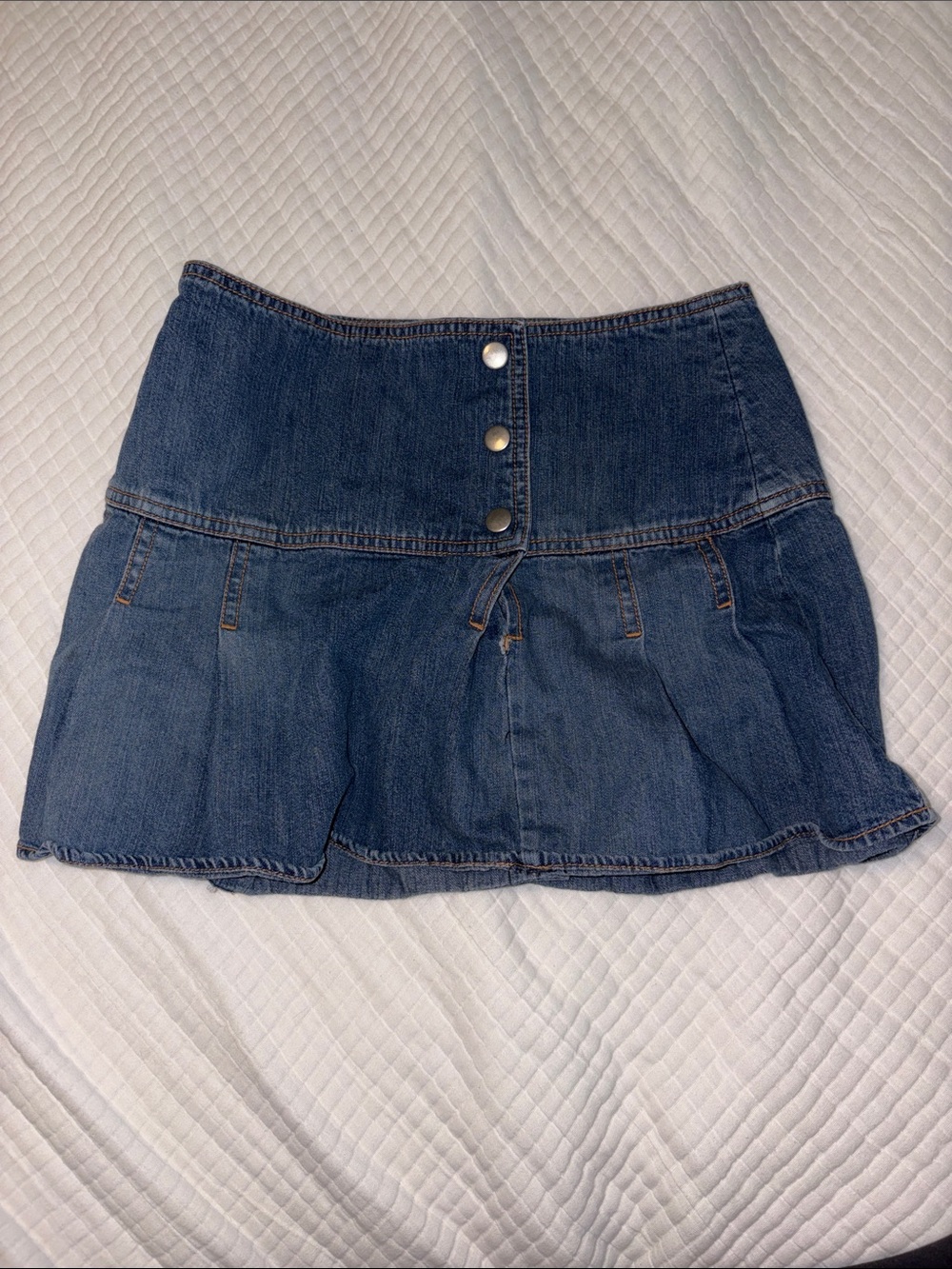 Vintage Y2K SO Denim Mini Skirt with Snap Front